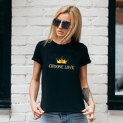 "CHOOSE LOVE" TEE WITH GOLDEN CROWN FOR WOMEN