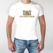 "LOVE REIGNS SUPREME" WITH CROWN TEE FOR MEN IN WHITE