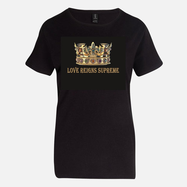 WOMEN'S LOVE REIGNS SUPREME COMFORTSOFT HEAVYWEIGHT, SHORT SLEEVE T-SHIRT WITH CROWN