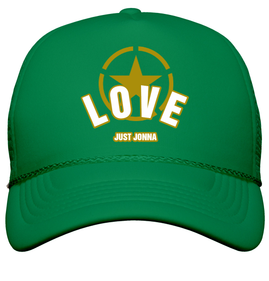 GREEN TRUCKER-STYLE "LOVE" CAP WITH CIRCLE AND STAR