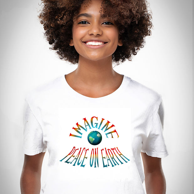 ORIGINAL "IMAGINE PEACE ON EARTH" WOMEN'S WHITE HEAVYWEIGHT TEE