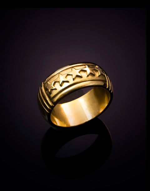 MEN'S 18K GOLD FIVE STAR RING