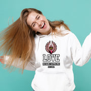 "LOVE REIGNS SUPREME" ANGEL HEART WITH WINGS HOODIE IN WHITE - UNISEX