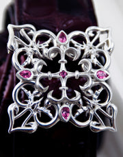 JUST JONNA ORIGINAL BELT BUCKLE SET WITH PINK TOURMALINE AND RUBELLITE