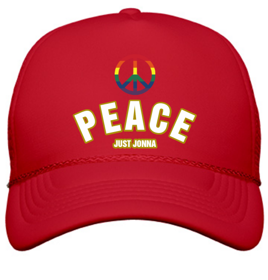 "PEACE" DESIGNER CAP WITH PEACE EMBLEM AVAILABLE IN 3 COLORS BY JUST JONNA