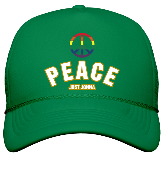 "PEACE" DESIGNER CAP WITH PEACE EMBLEM AVAILABLE IN 3 COLORS BY JUST JONNA