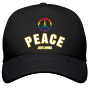 "PEACE" DESIGNER CAP WITH PEACE EMBLEM AVAILABLE IN 3 COLORS BY JUST JONNA