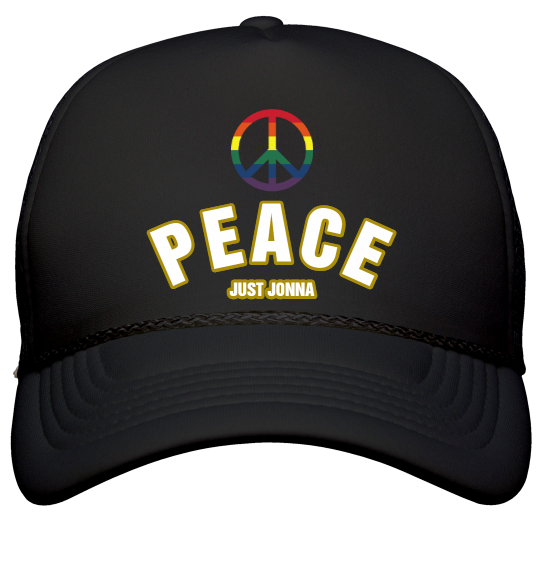 "PEACE" DESIGNER CAP WITH PEACE EMBLEM AVAILABLE IN 3 COLORS BY JUST JONNA