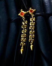 GUINEVERE EARRINGS: 18K GOLD WITH GEM-CUT FIRE OPAL GEMSTONES