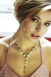 18K GOLD TURQUOISE-Y-NECKLACE