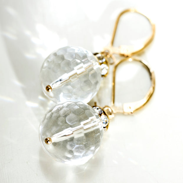 GEM CUT ROCK CRYSTAL DROP EARRINGS