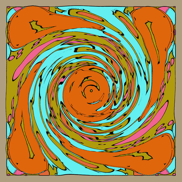 AQUA AND ORANGE WHIRLPOOL SWIRL SCARF