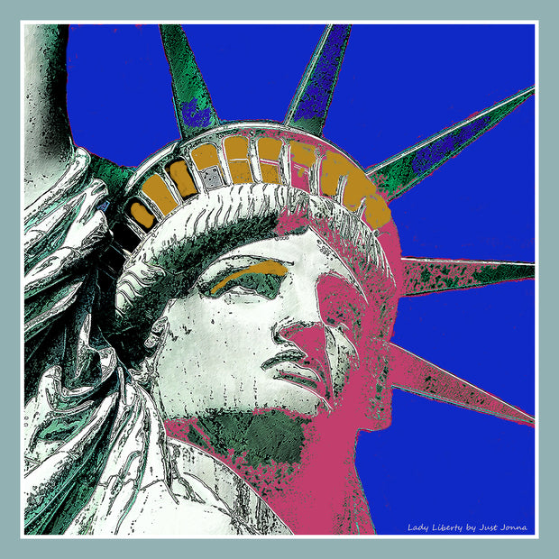 STATUE OF LIBERTY SCARF - BLUE/PINK/GOLD