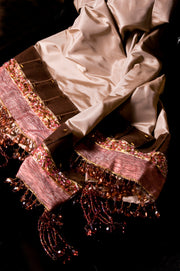 SILK TAFFETA OPERA SHAWL WITH HAND BEADING