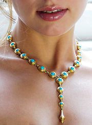 18K GOLD TURQUOISE-Y-NECKLACE