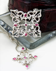 MEDIEVAL INSPIRED CROSS WITH PINK TOURMALINE GEMSTONES